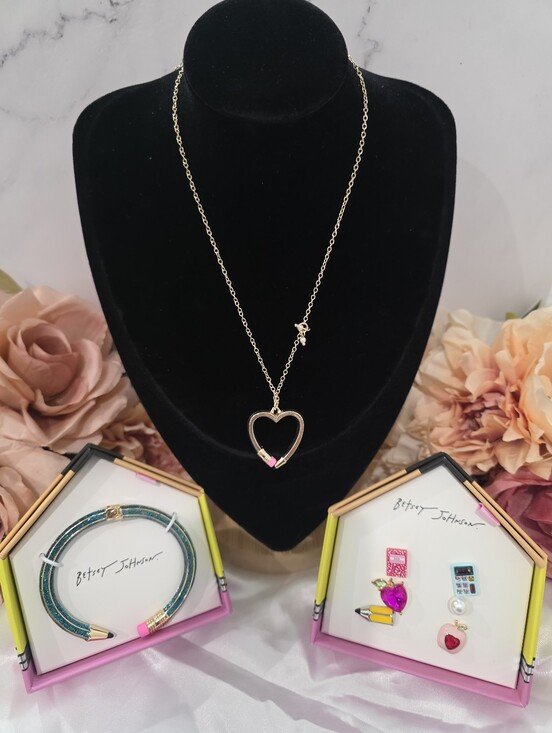 Betsey Johnson Jewelry - Betsey Johnson Gold Heart Pendant Necklace with Bracelet and Earrings Set